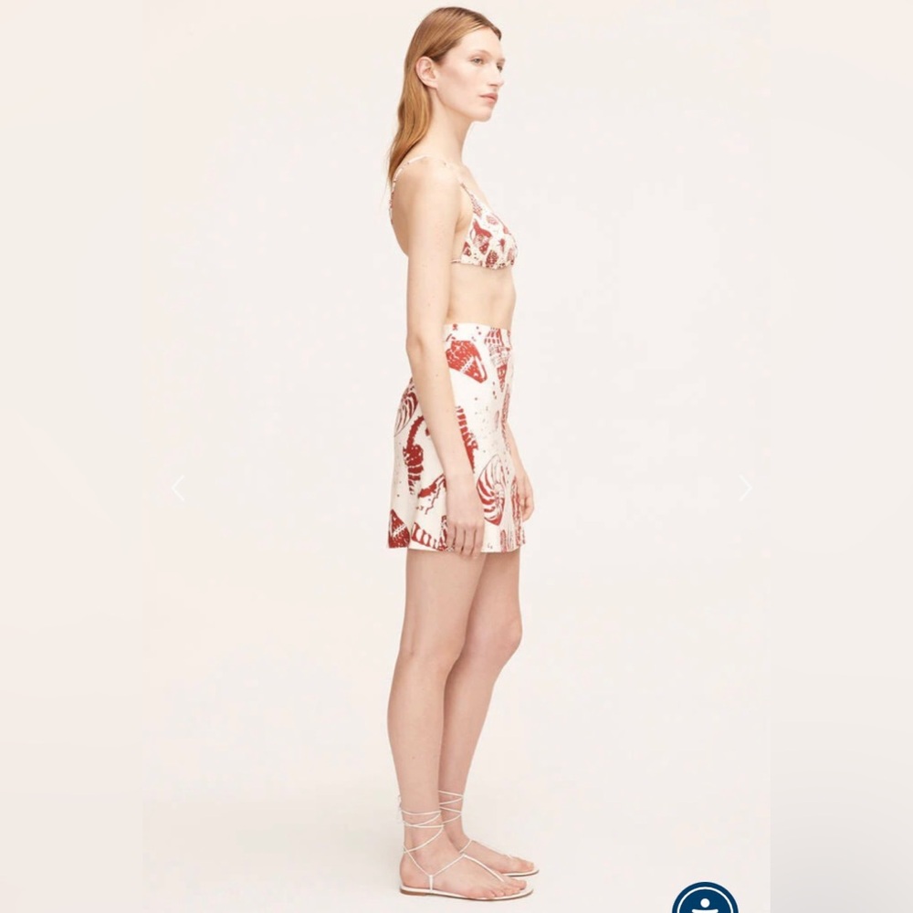 Rebecca Taylor Sea Shore Red/Cream Linen A-Line Mini Skirt size 16 NWOT - Picture 3 of 10
